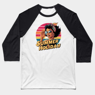 Summer Holiday 50s Retro African American Gift For Black Fifties Woman Vacation Sunglasses Headscarf 1950s Rockabilly Baseball T-Shirt